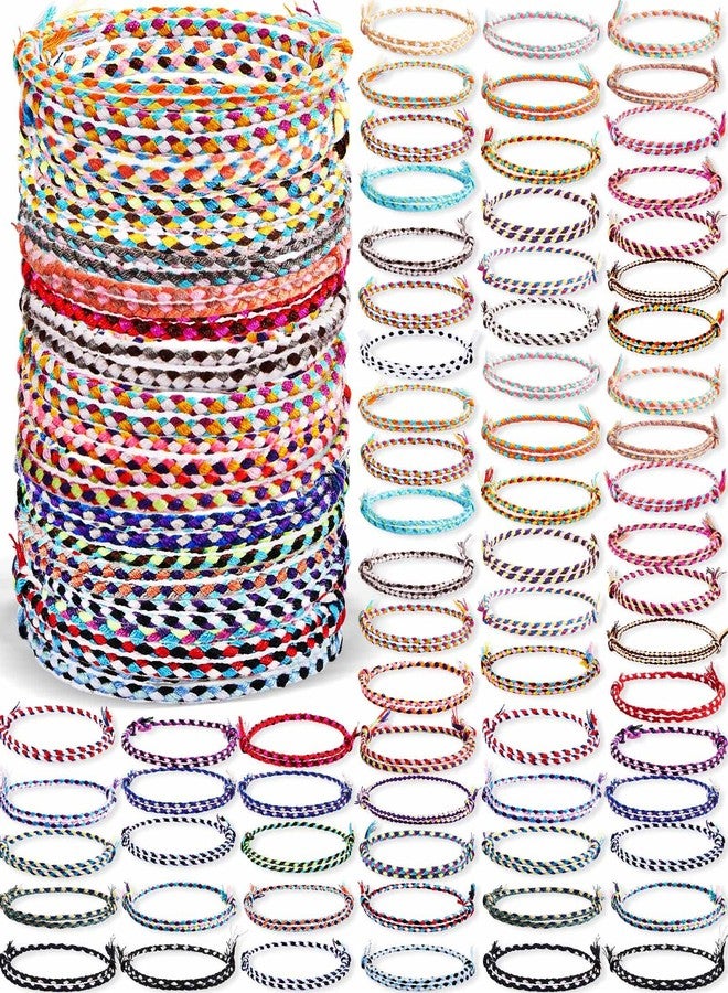 Equsion 100 Pcs Woven Wrap Friendship Bracelets Beach String Handmade Braided Adjustable Thread Bracelets for Women Party Favors Birthday Gifts (Classic) - Image 1